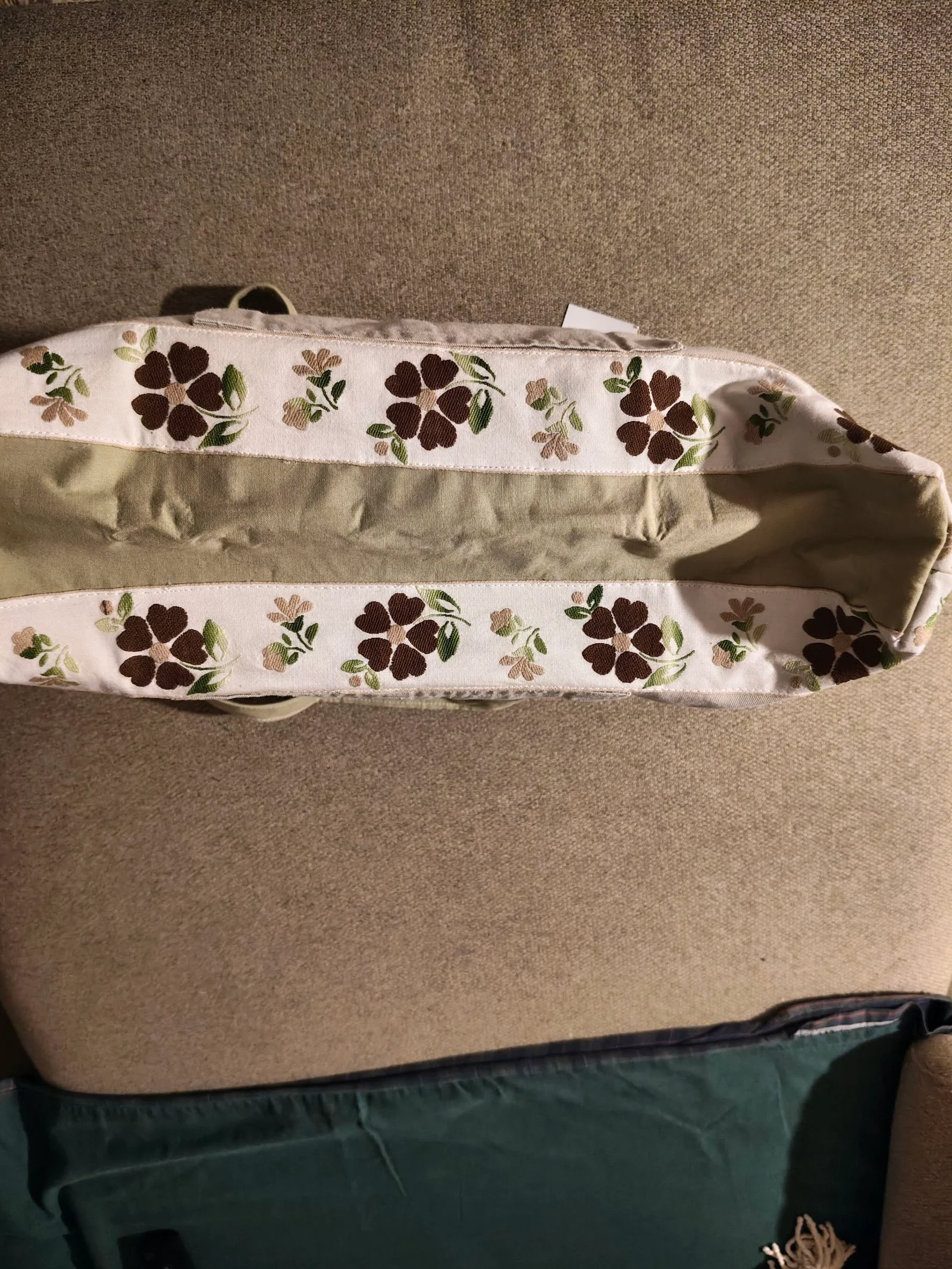 Maskucadas-Tote bag groen met bloemenprint en zakken met brede handvatten – photo 8